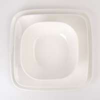 Plain White Square Shape Ceramic Porcelain Dinnerware Tableware Sets