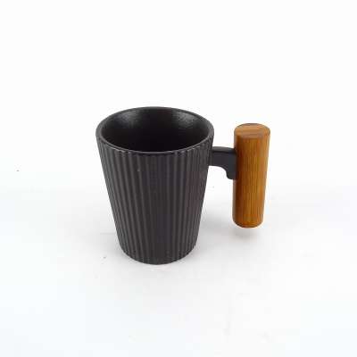 Coffee Mug With Wooden Handle Matte Black Mug Matte Black Coffee Mug