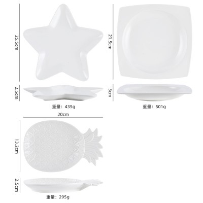 Dessert Plate Ceramic Ceramic Snack Plate Pineapple And Star Shaped Fruit Salad Candy Dishes Plates Ceramic