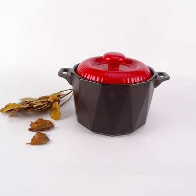 SANBO STOCK Fast Delivery cheap wholesale ceramic cookware black terracotta casserole with color glazed cover