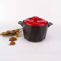 SANBO STOCK Fast Delivery cheap wholesale ceramic cookware black terracotta casserole with color glazed cover