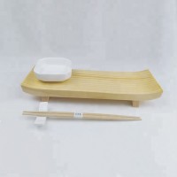 Clear Varnish Surface Sushi Wood Serving Plate Tray