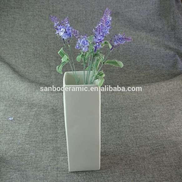 Stocklot cheap rectangular white porcelain flower vase