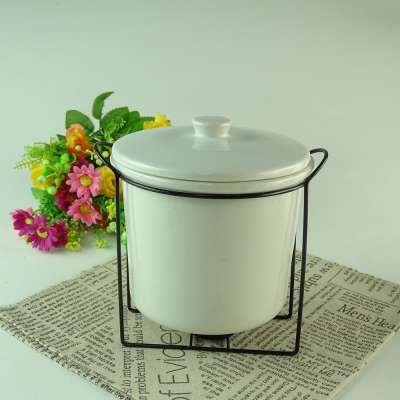 Cheap Price SANBO STOCK wholesale dinnerware white tureen jar ceramic soup tureen with iron rack