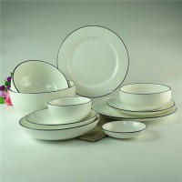 Stock wholesale 20pcs dinnerware sets porcelain dinner set with black rim