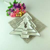 Wholesale ceramic Christmas tree plate Christmas tree shaped plates