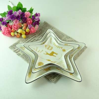 Christmas Theme Wholesale Ceramic Star Plate Color Star Shaped Plates