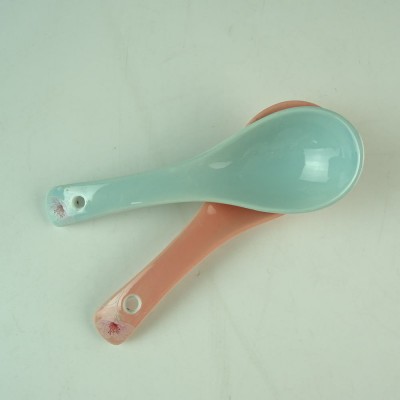 Factory supplier SANBO STOCK cheap wholesale tableware flatware color glazed dinner spoon ceramic spoon