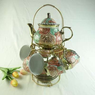 6  Tea cup saucer set  with stand  Customer  made tea cups and saucers  6 tea cups set