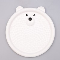 Wholesale cheap white pink fruit food porcelain plate elegant cute bear shaped ceramic serving plate