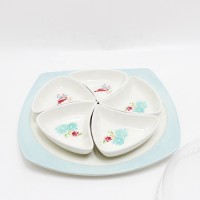 Wholesale Hot Sale Divided Bulk Custom Hand Painted Snack Serving Ceramic Decorative Plate With Tray