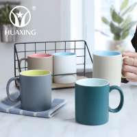 wholesale nordic matte color ceramic porcelain tea coffee mugs cup set sublimation with custom logo