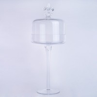 clear glass cup cake display stands with anchor cover